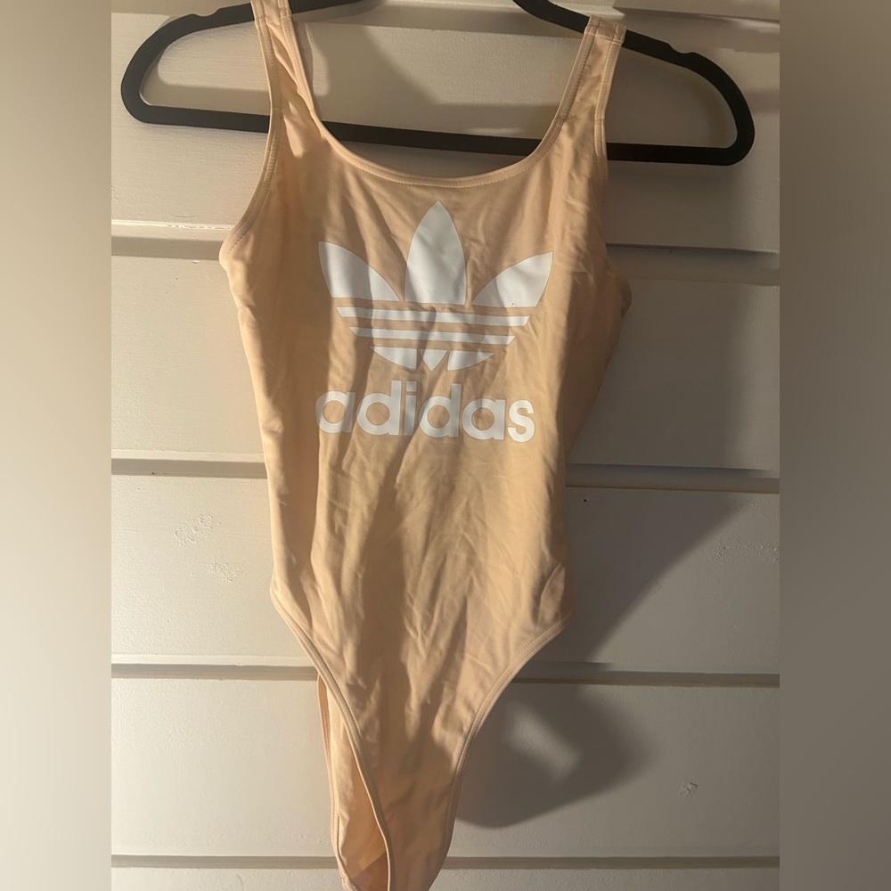 Adidas print one piece swimsuit- peach